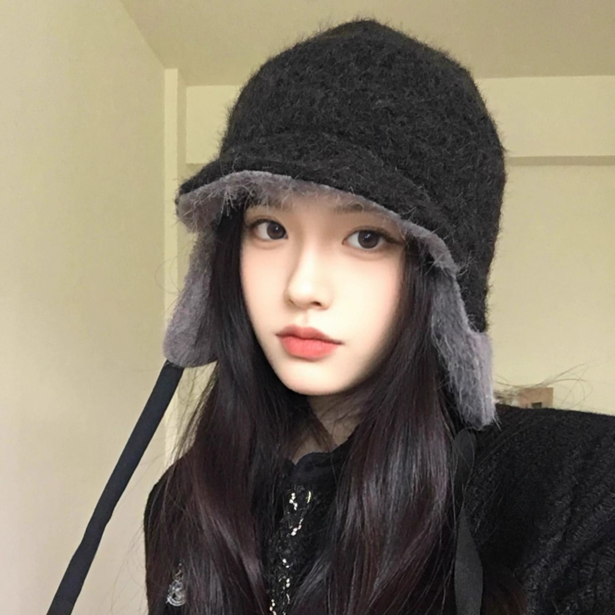 韩系氛围感飞行员帽子女冬季新款百搭保暖护耳帽加厚防寒雷锋帽潮