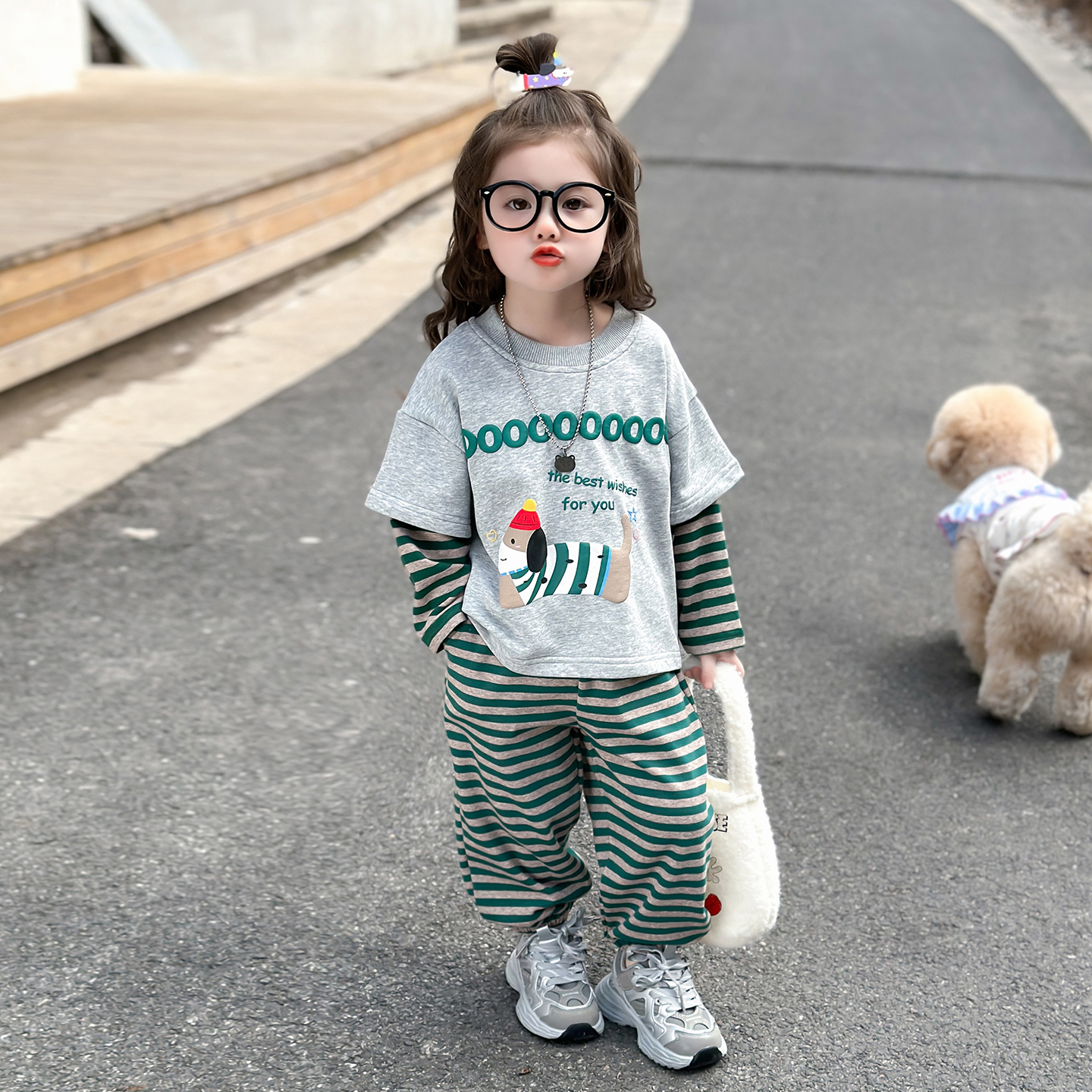 女童套装春秋款2025新款洋气小女孩卫衣韩版秋装宝宝休闲衣服潮