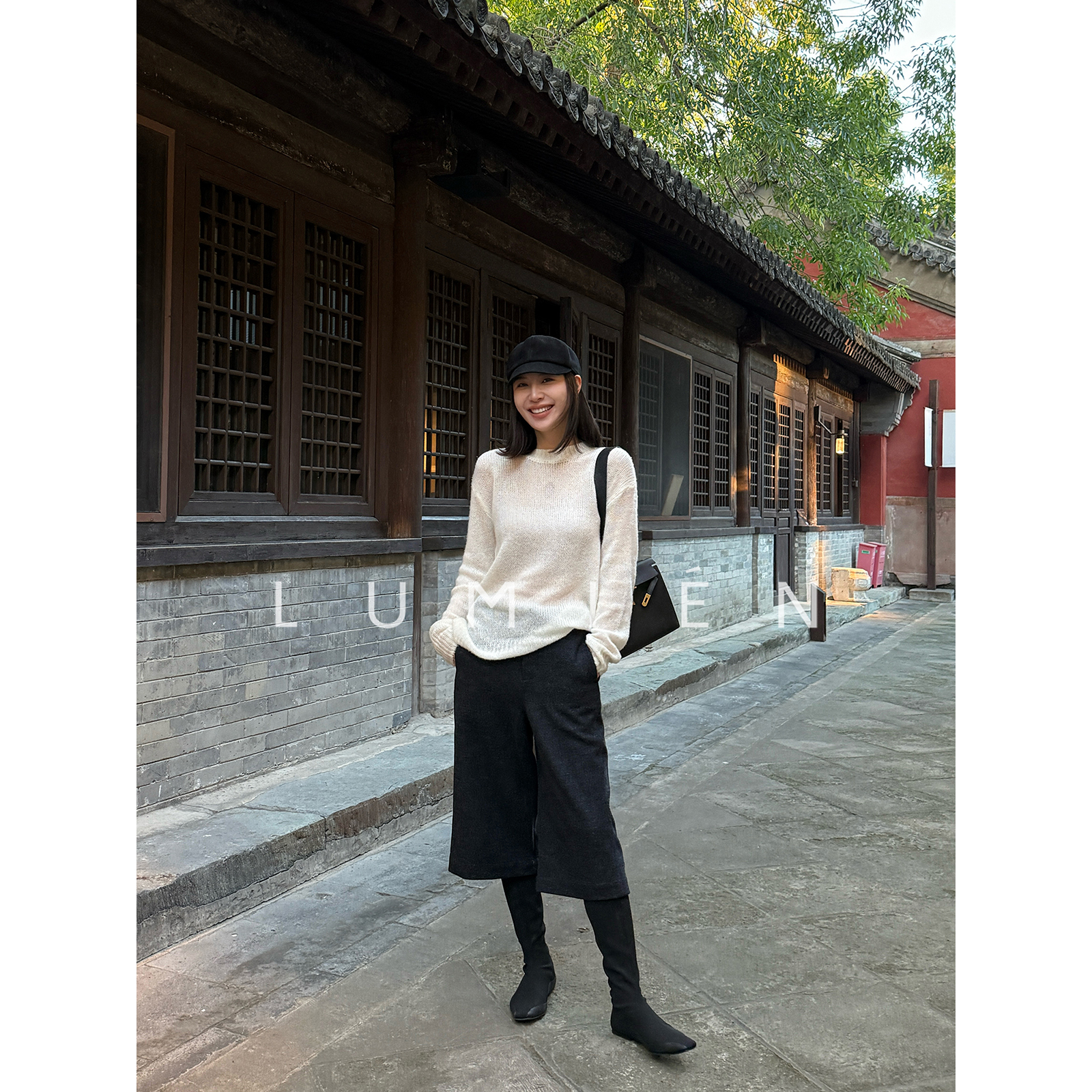 【LUMIEN 新品】高质感绵羊毛混纺A字西装直筒休闲裤LX5FKK82