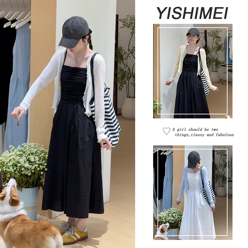 今年流行时尚穿搭2025年新款防晒百搭开衫遮肉显瘦吊带裙两件套