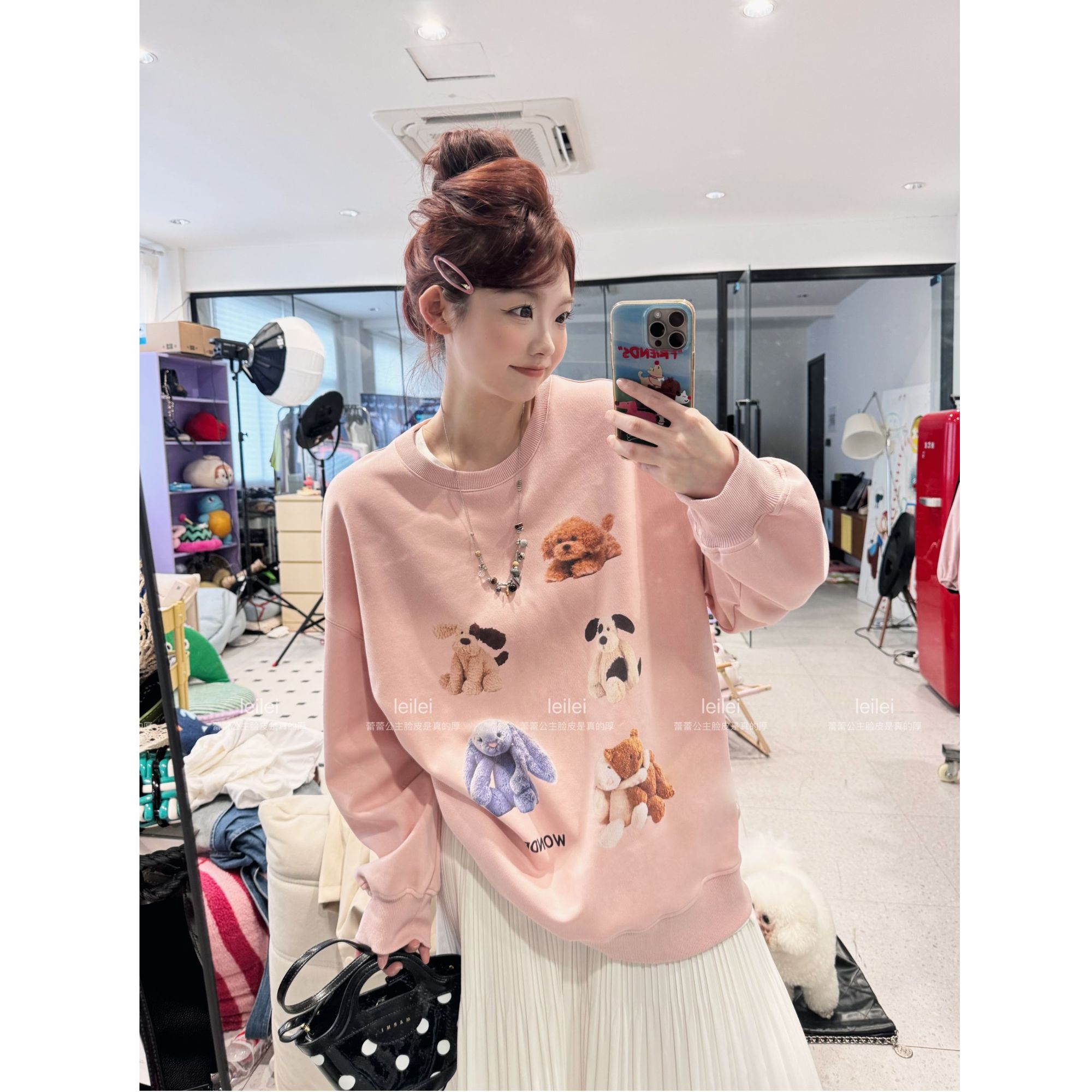 晶咕【萌宠乐园】韩系可爱小狗图案圆领长袖卫衣
