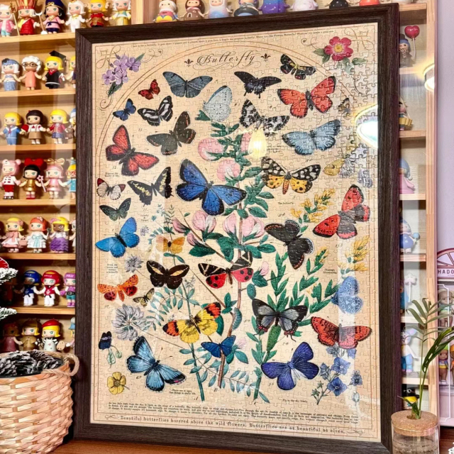 蝶语拼图一千片带相框蝴蝶之梦成人版高级感木质高质量12岁挂墙画