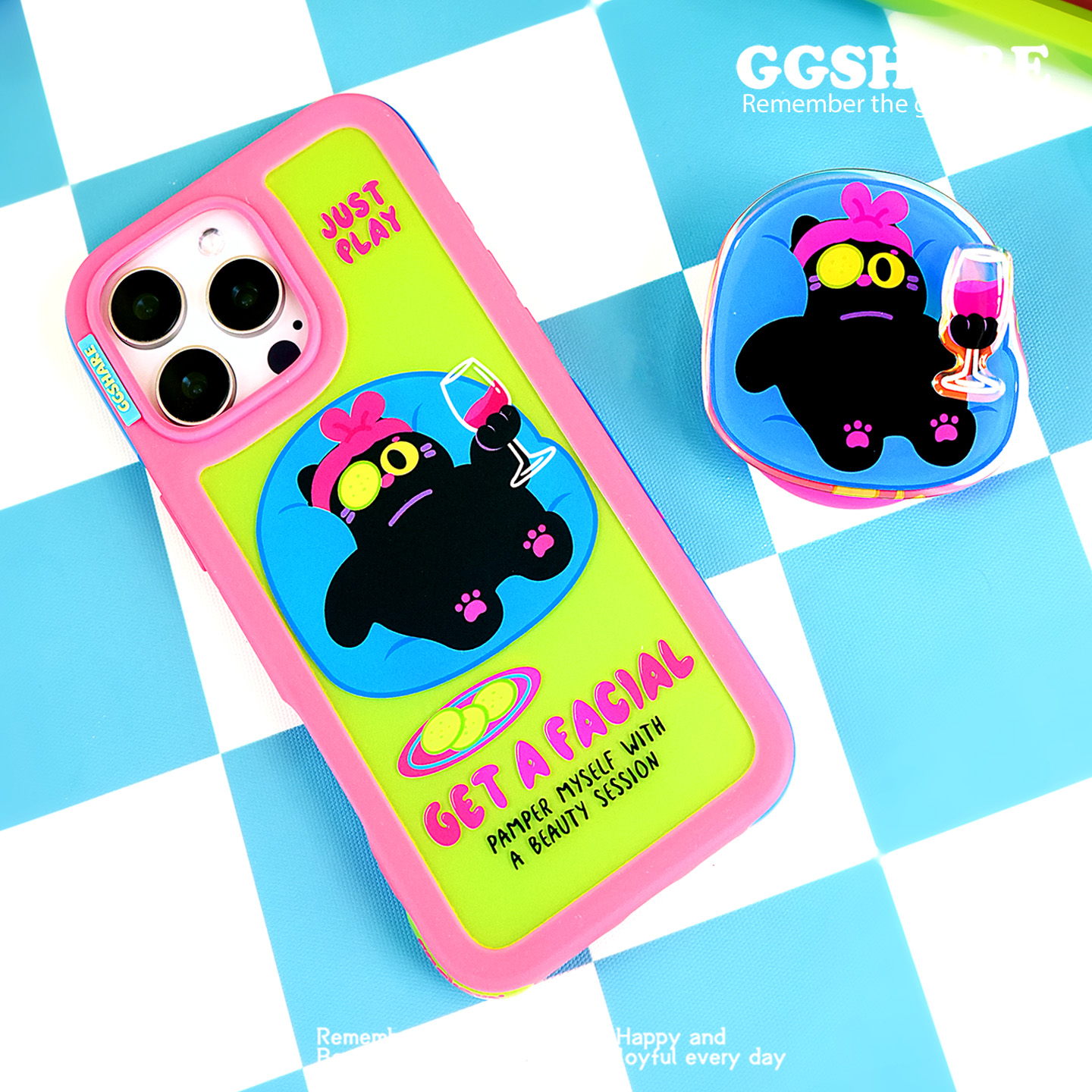 GGSHARE原创facial惬意小猫磁吸手机壳适用苹果17pm磨砂优选材质