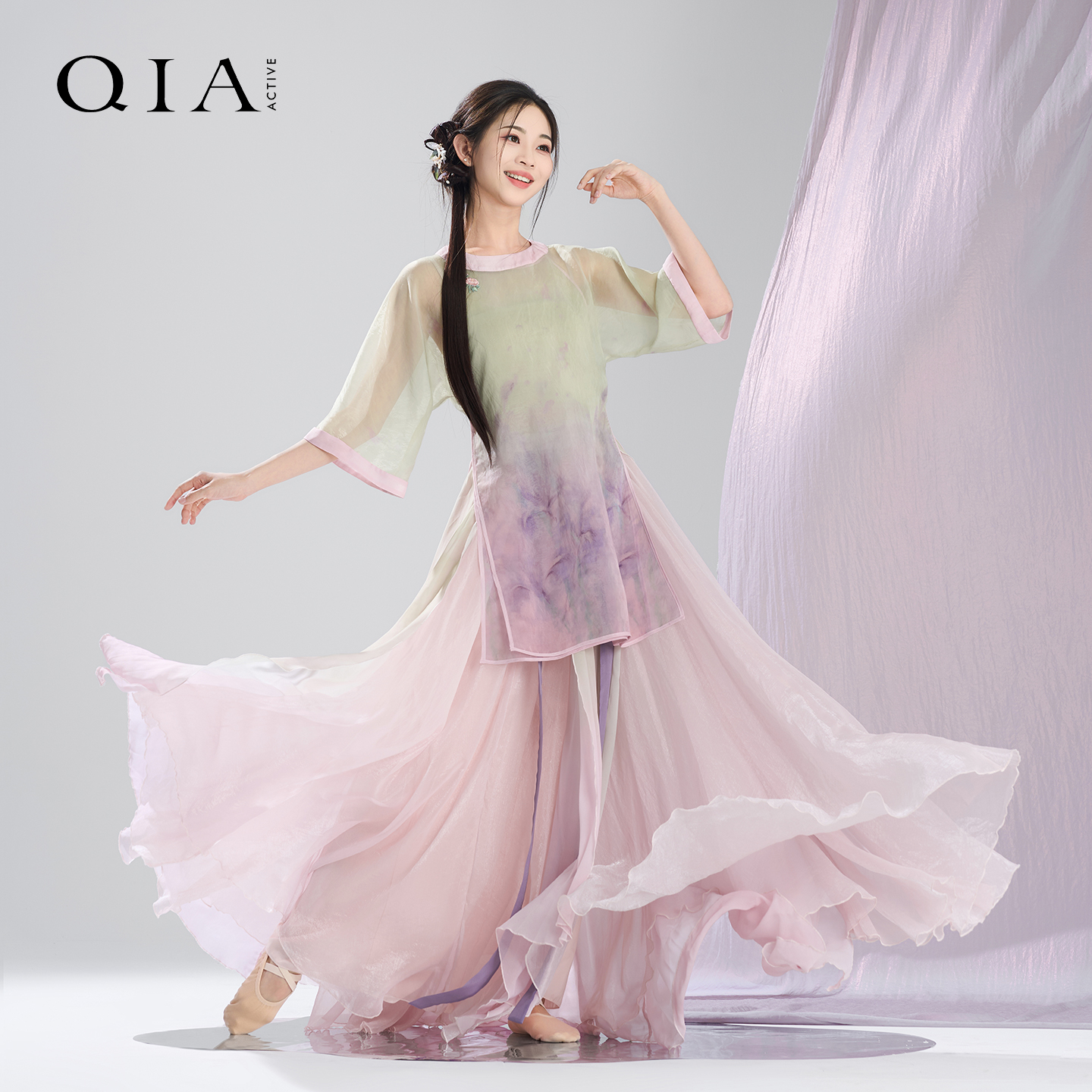 琪亚古典舞演出服飘逸长款中国舞汉唐服装纱衣大摆裙裤成人舞台服