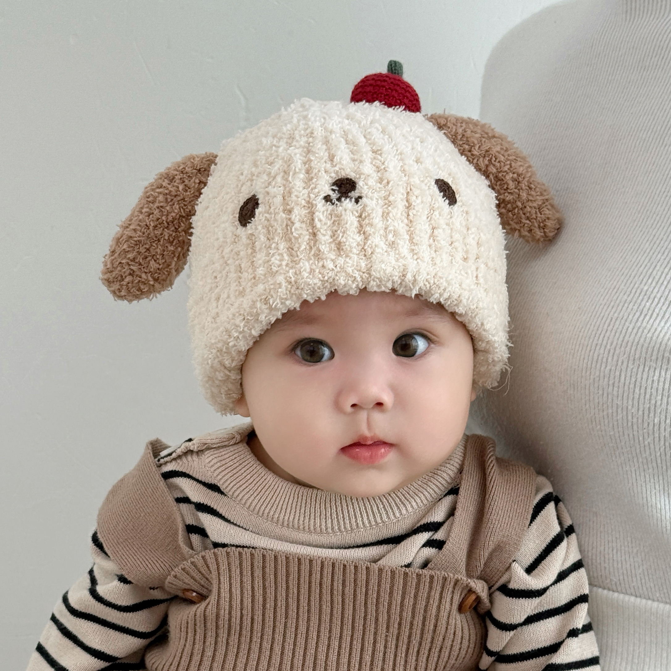 宝宝帽子冬季韩版男女童婴儿毛绒帽针织保暖护耳秋冬款儿童毛线帽