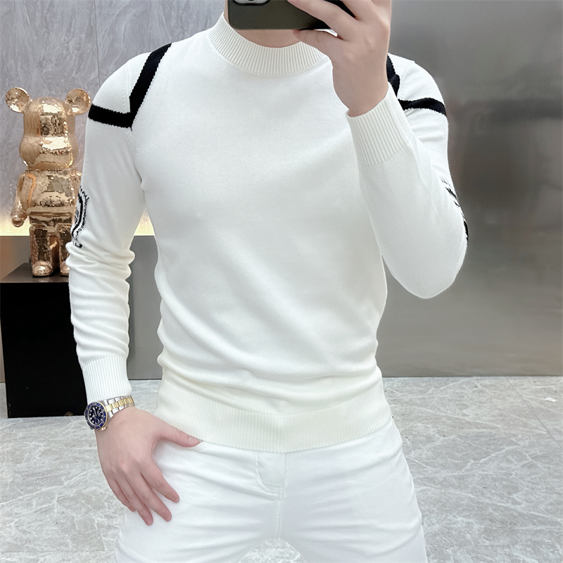 男士羊毛衫2025秋冬新款欧货时尚青年百搭圆领套头毛衣打底针织衫