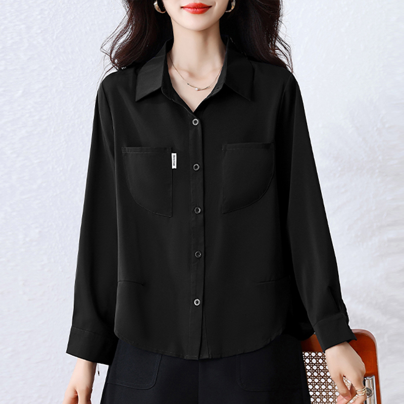 2025初秋气质休闲女士减龄上衣大码显瘦宽松设计感长袖洋气衬衫