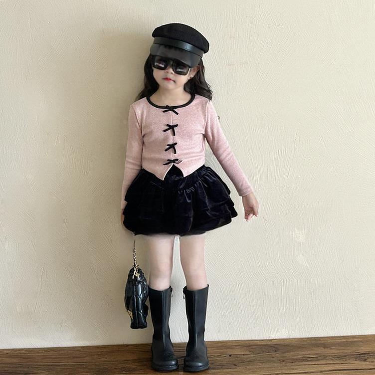 中大童8-15岁女童秋装裙子女童春秋套装洋气儿童女孩蝴蝶结开叉长