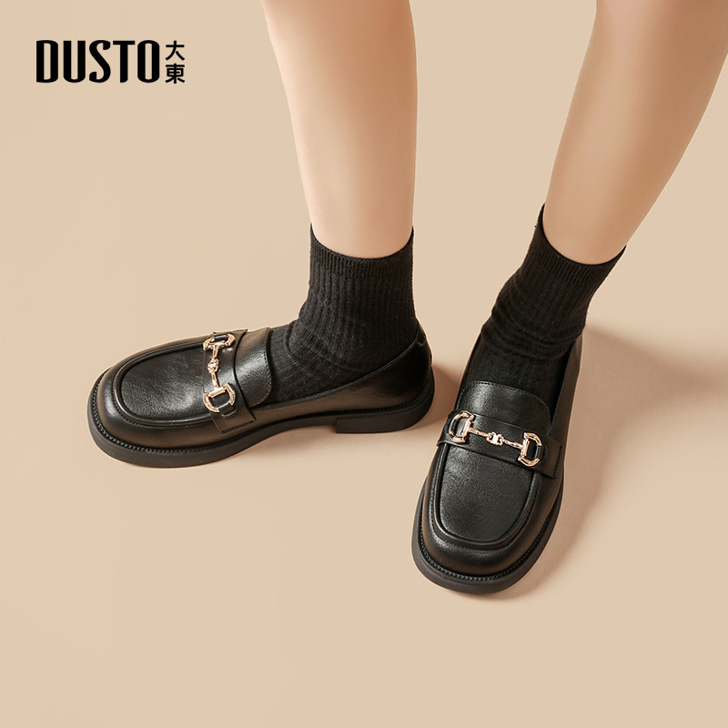 大东百搭小皮鞋女2025秋季新款英伦时尚圆头乐福鞋低跟女鞋0222