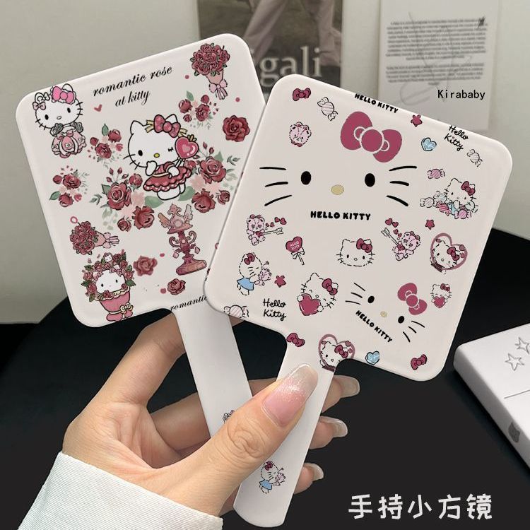 爱心kt猫宿舍用随身携带手持镜高清手柄化妆镜补妆小镜手持外带