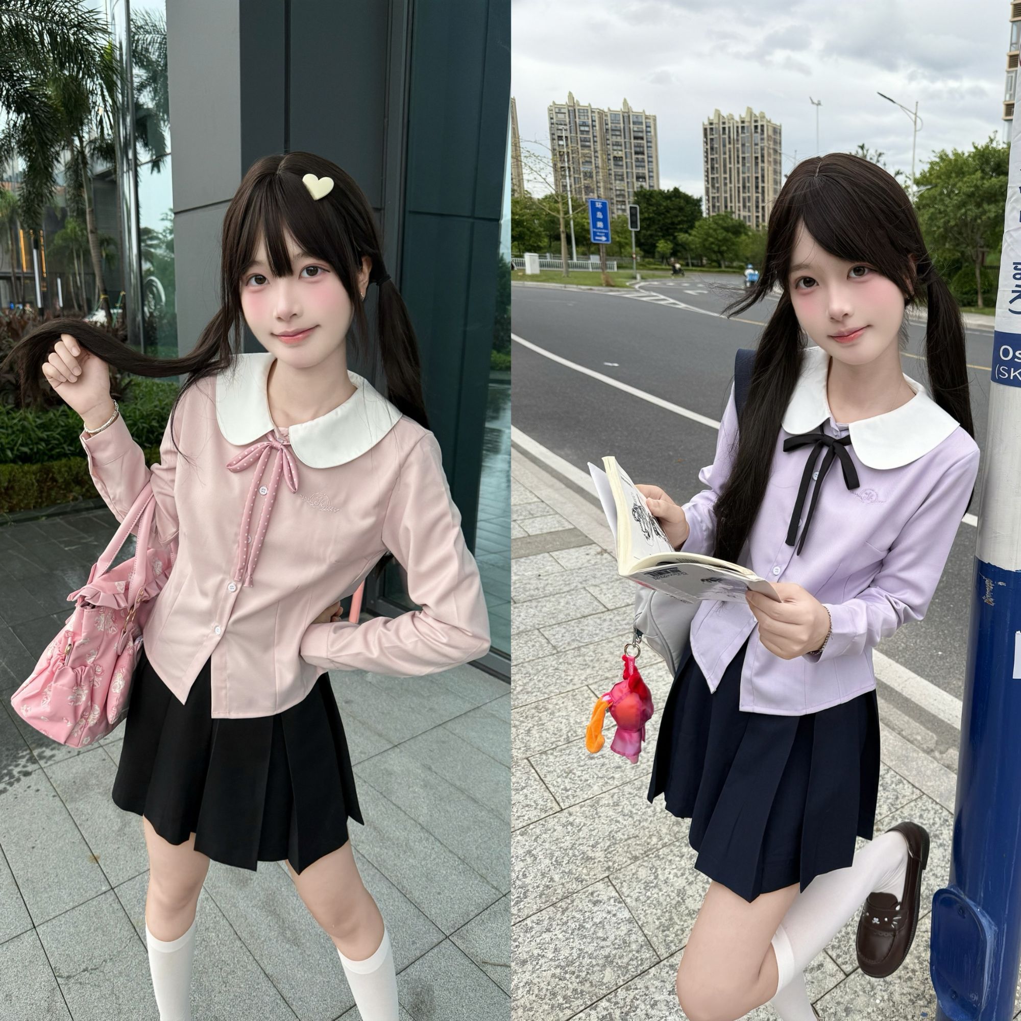 JK原创衬衫【小野高校】川岛琦学院风jk制服套装日系长袖校供收腰