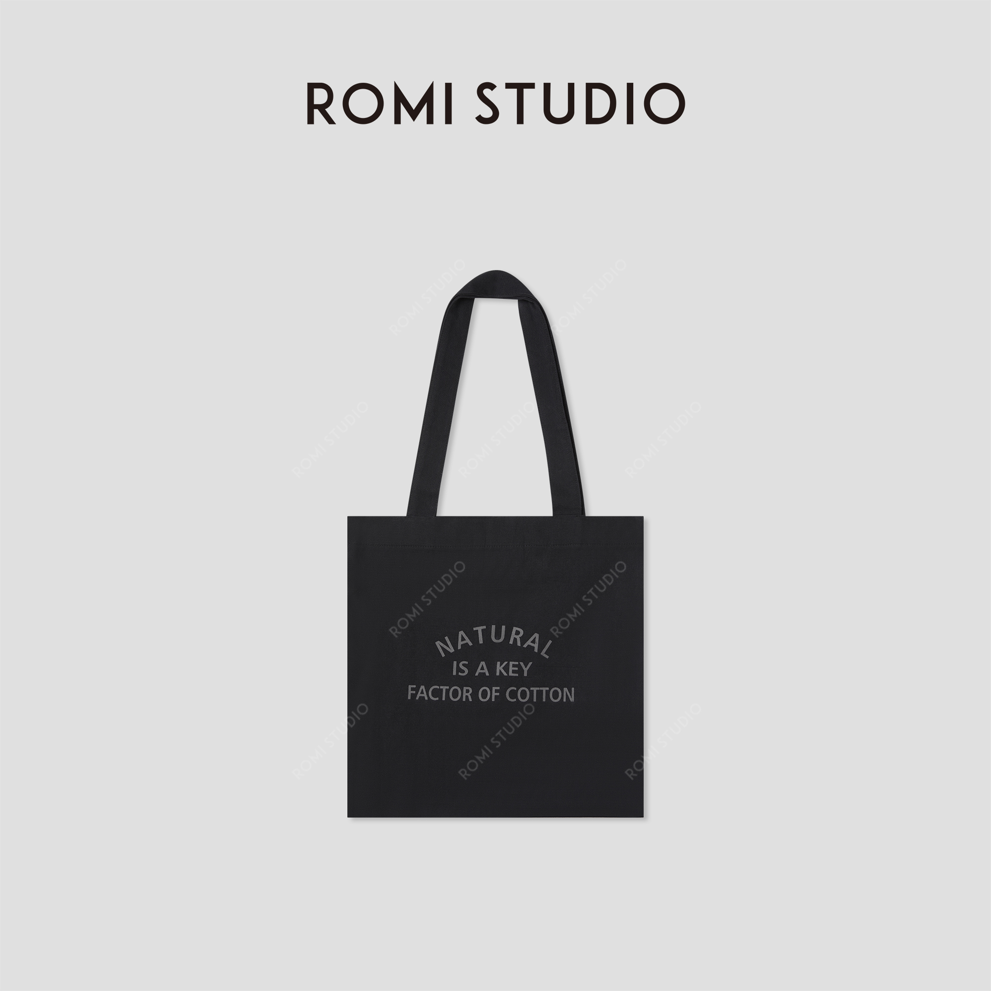 ROMI STUDIO“休闲简约”字母印花大容量方形单肩帆布包 RWCRP32646