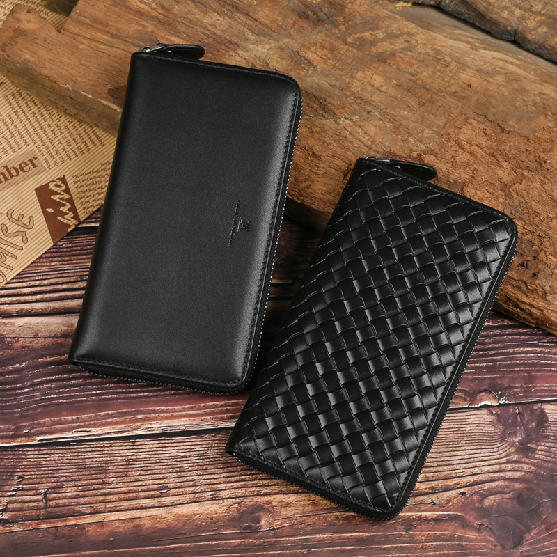 休闲韩版时尚头层牛皮男士长款钱包大容量手包多功能真皮手拿包