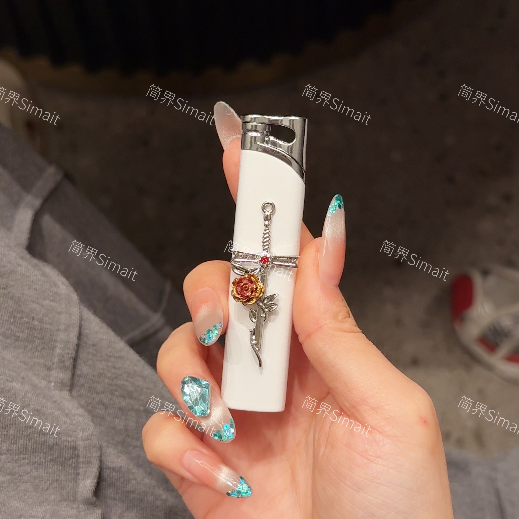 【简界品牌正品原创手作】糖果色玫瑰原创金属创意打火机金属充气礼