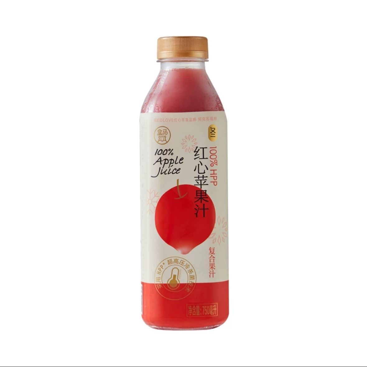 盒马100%HPP红心苹果汁750ml产地新疆阿克苏不人工添加糖防腐剂