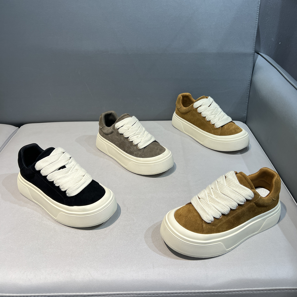 真皮翻毛皮厚底板鞋时尚运动百搭软底软面舒适男士潮流休闲鞋秋季