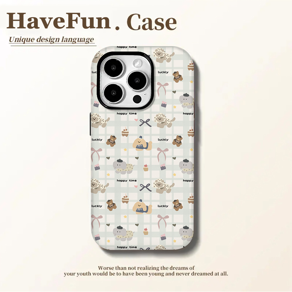 雅天立格纹小动物适用iPhone16苹果13菲林手机壳华为vivoppo小米