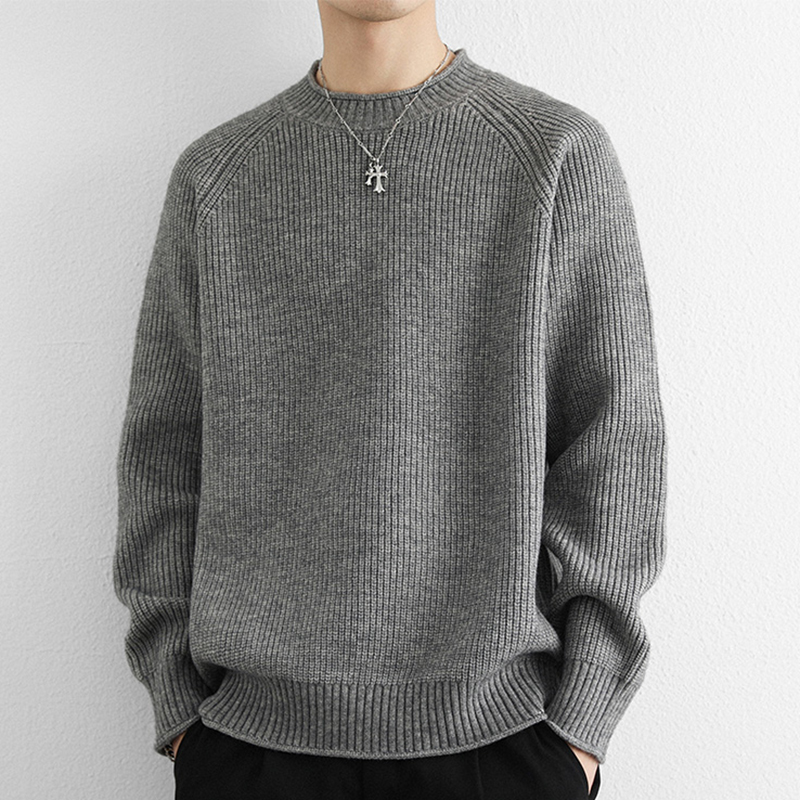 重磅卷边毛衣男士秋冬季2025新款加厚保暖打底针织衫男插肩袖毛衣