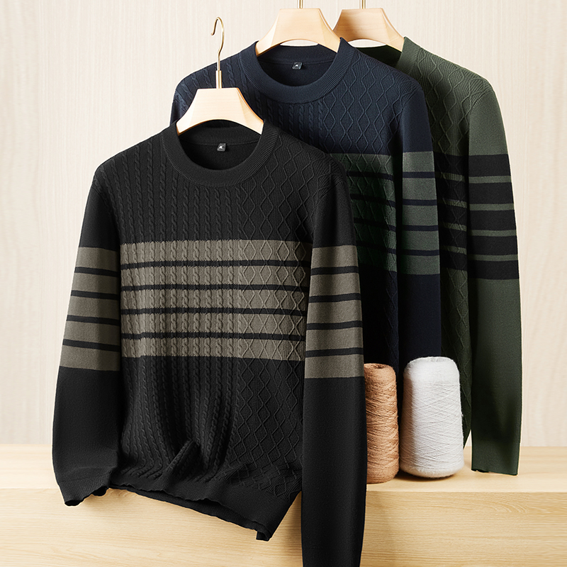 胖子秋冬圆领针织衫大码胖男士长袖毛衣加肥加大秋冬打底衫200斤