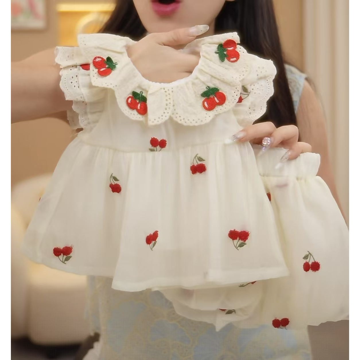 女童夏季套装娃娃领碎花公主宝宝夏装花苞裤婴幼儿童装两件套