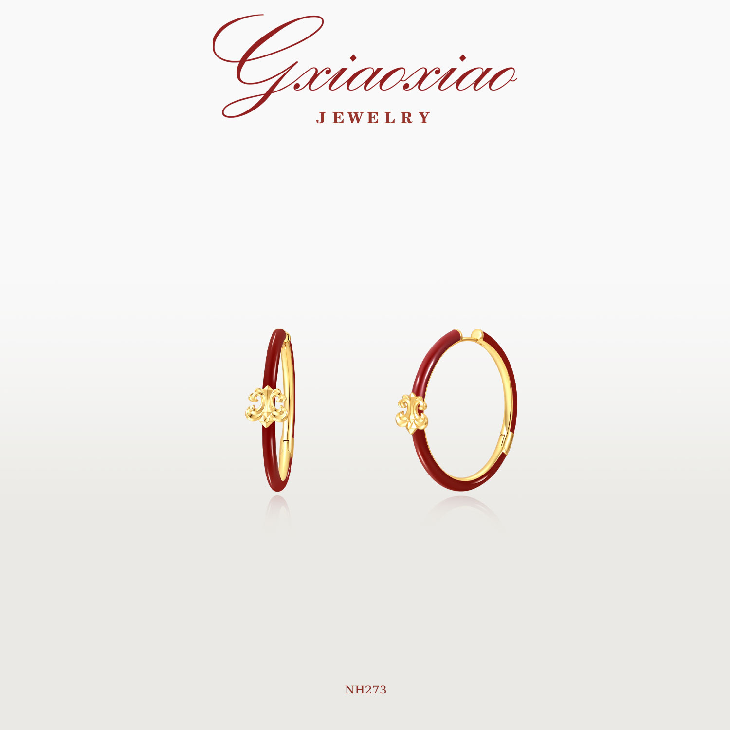 G XIAOXIAO耳饰 【鸢尾朱韵】气质复古红色鸢尾花耳环 NH273（30mm）