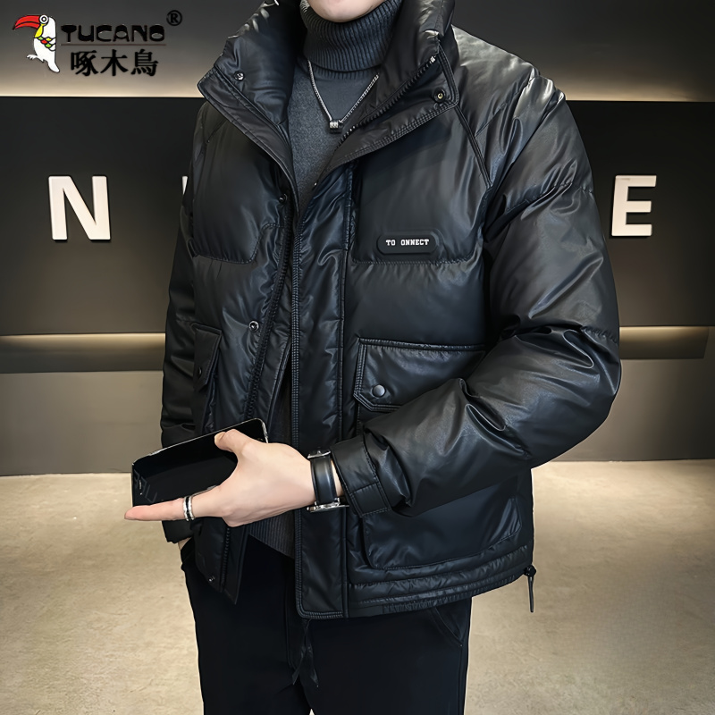 啄木鸟高端轻薄防寒服男士冬季加厚新款爆款高级感立领短款外套男