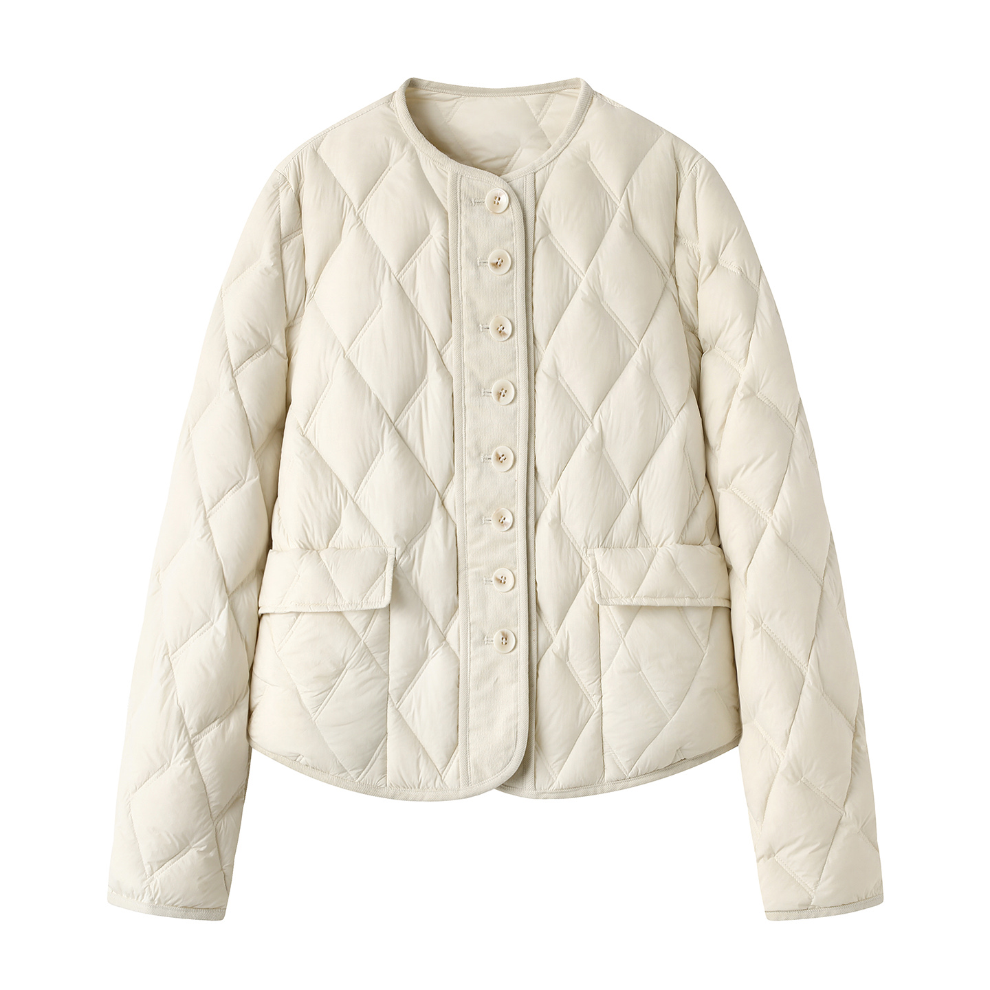 艾家时尚学院风短款羽绒外套拼接长袖轻职风韩版百搭轻薄-4113