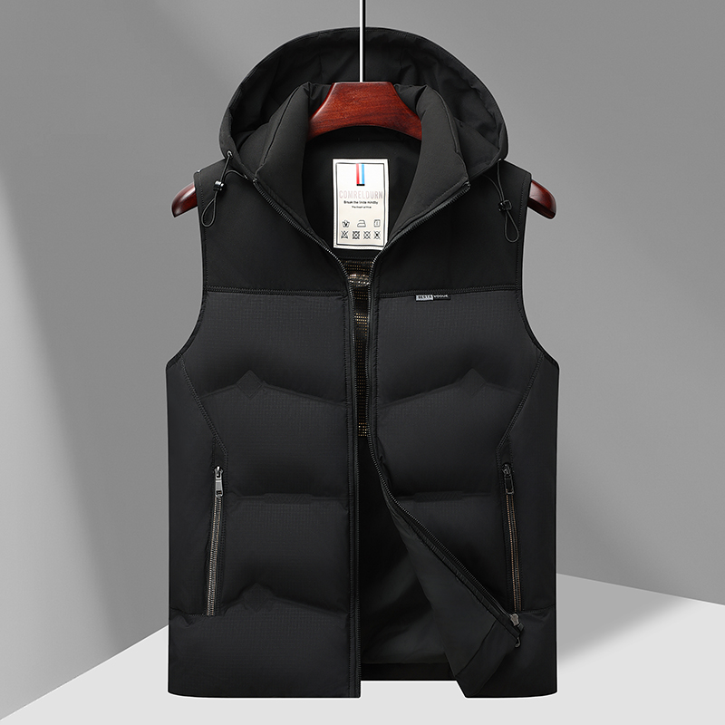 羽绒马甲男连帽可脱卸新款秋冬保暖白鸭绒背心