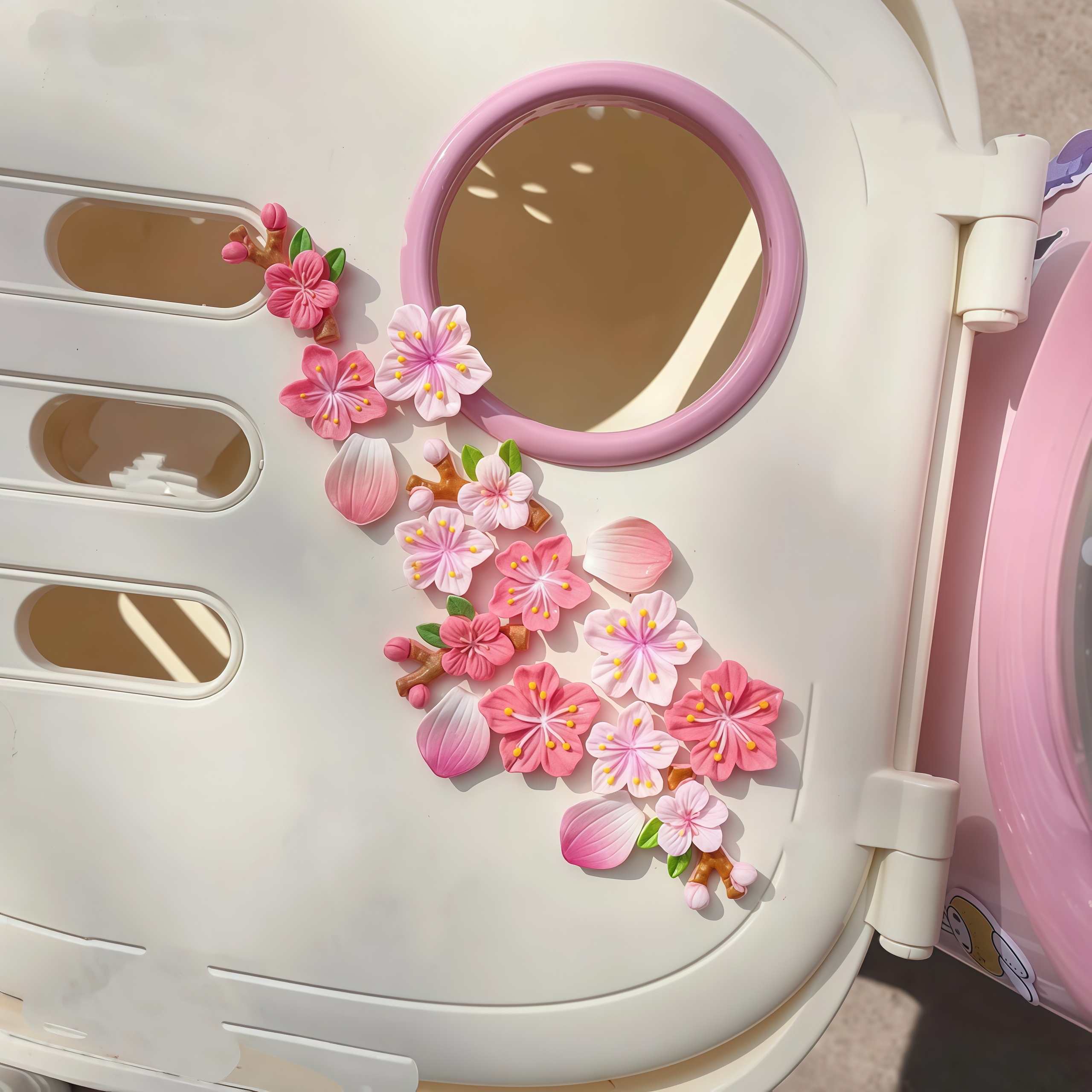 3D立体桃花车贴汽车电动车无痕装饰花朵樱花饰品