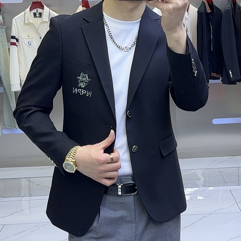 男士春季修身型长袖小西装时尚帅气百搭韩版潮流春秋秋季小西服