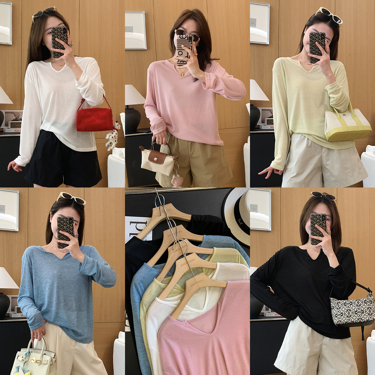 大叮自制【懒懒T】夏日慵懒空气感剪刀领宽松纸片人防晒罩衫！S5932