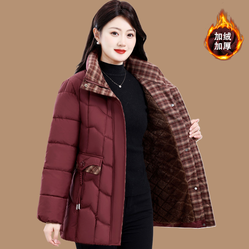 新款中年妈妈冬装洋气加绒棉衣外套2025新款棉袄中老年女冬季加