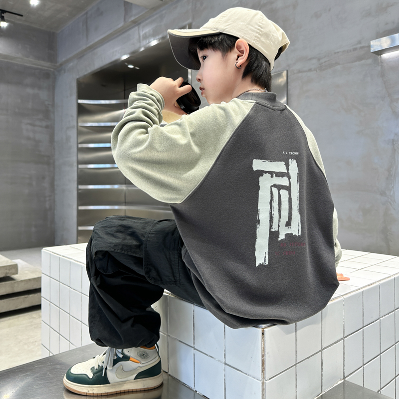 童装男童德绒卫衣半高领秋冬款2025新款青少年打底衫秋装中大童潮
