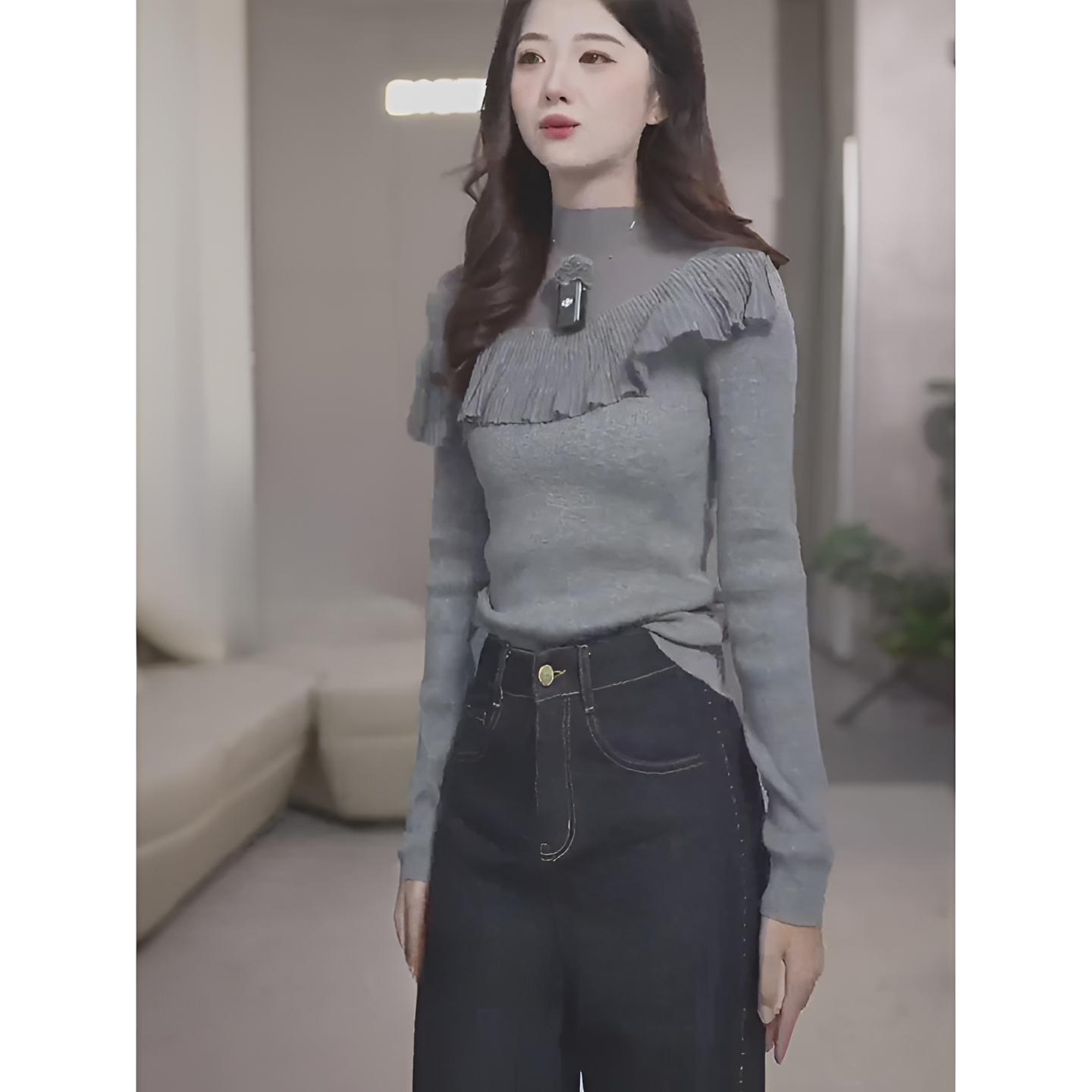 网红ins秋冬显瘦百搭修身打底衫针织衫毛衣上衣长袖半高领2025秋