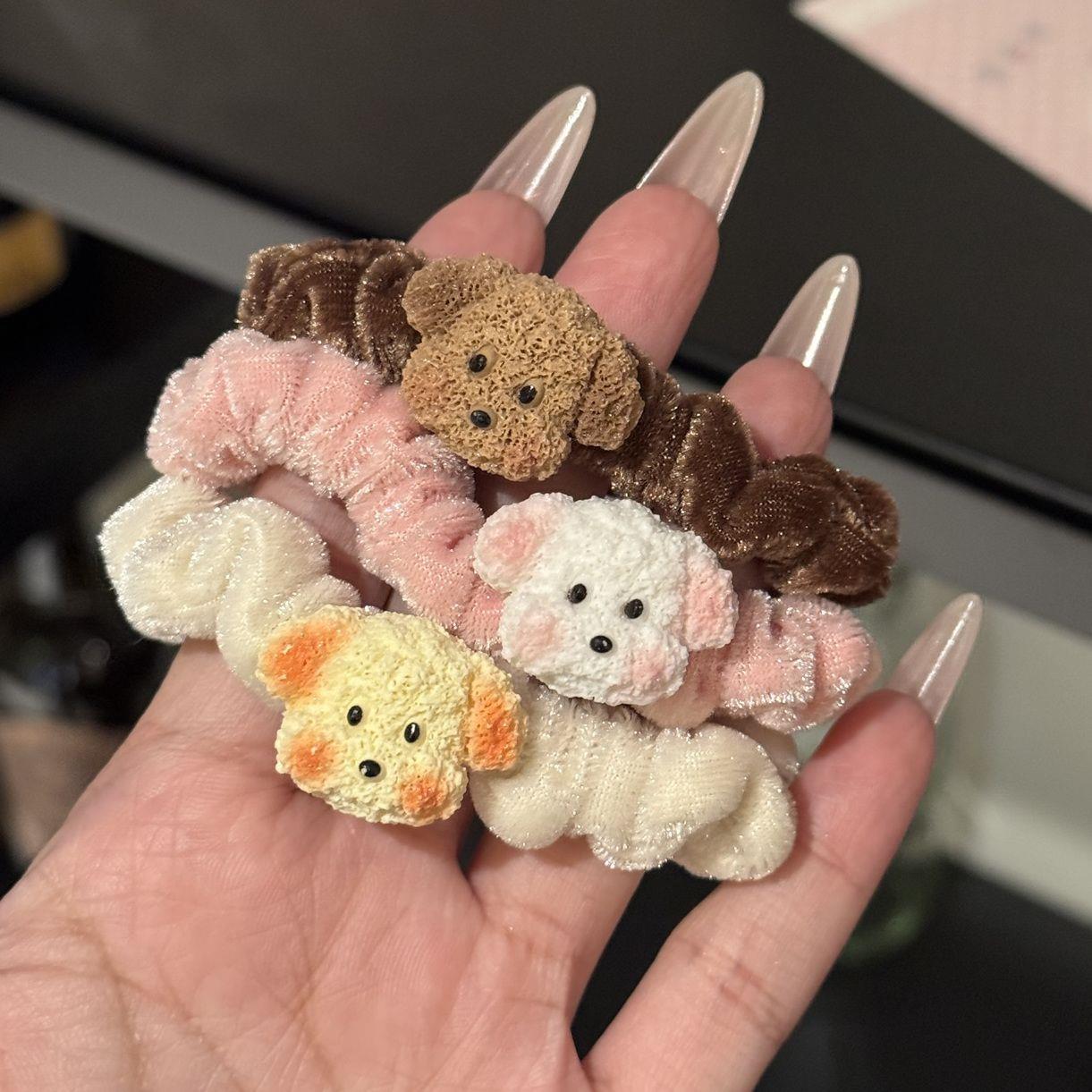 可爱毛绒小狗发圈卡通甜美少女马尾高颜值软萌ins风百搭