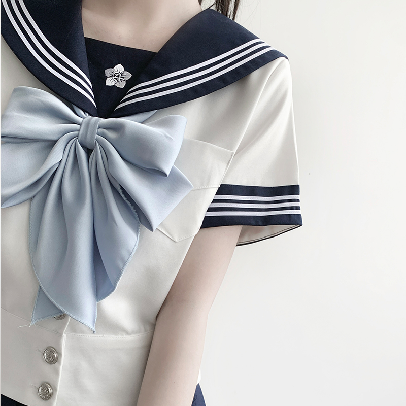 【花翎女子】原创全绀色正版校供春秋公主线收腰JK制服浓绀水手服
