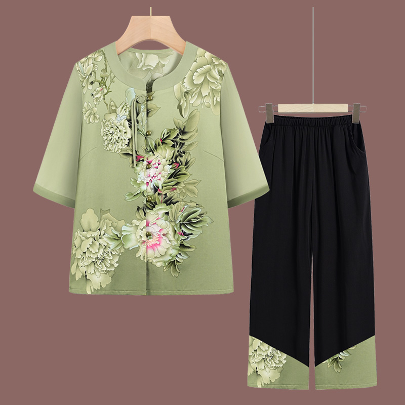 新中式中老年人夏装套装女奶奶装2025新款妈妈夏季开衫老太太衣服