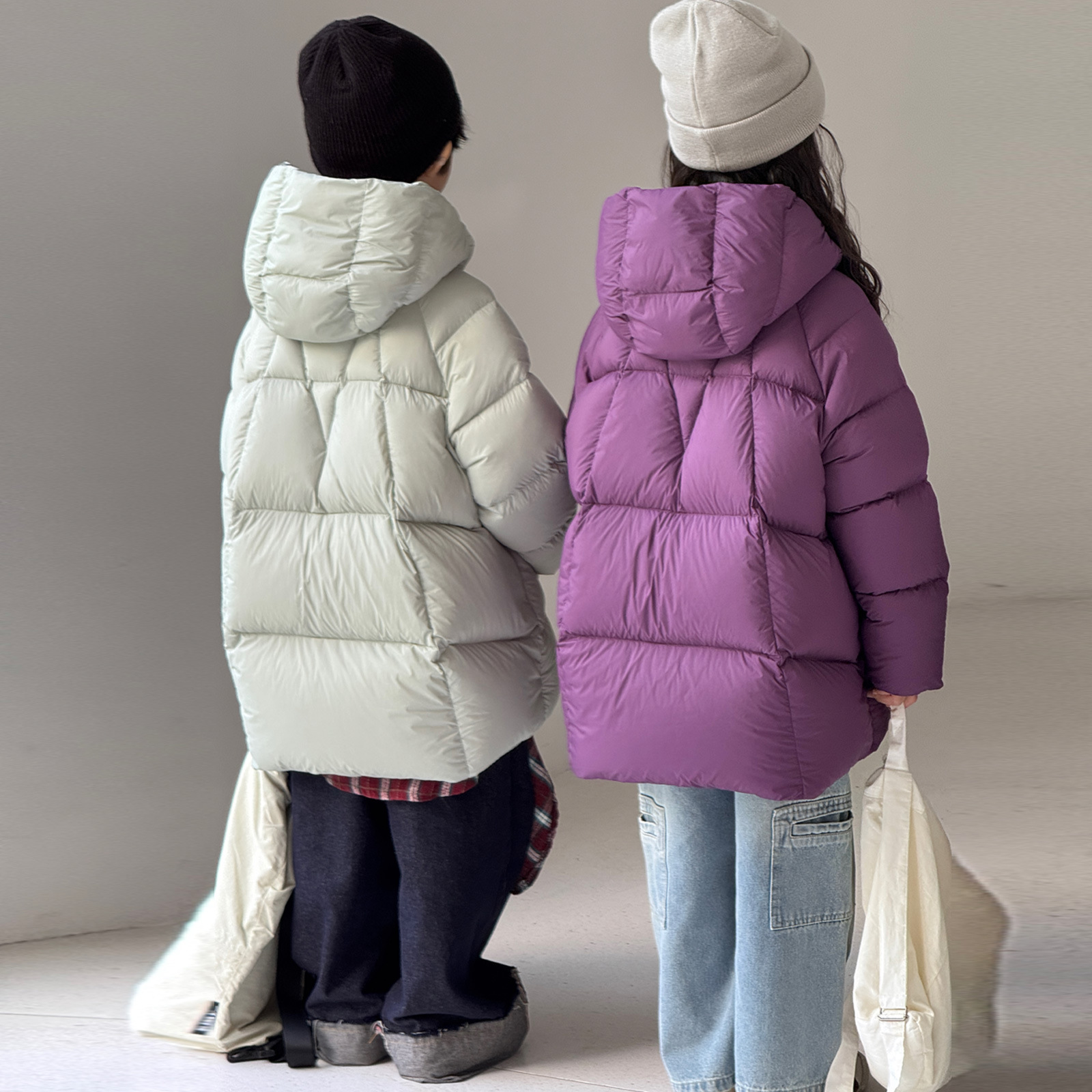 儿童中长款羽绒服2025年冬季男童女童中大童加厚白鸭绒外套潮保暖