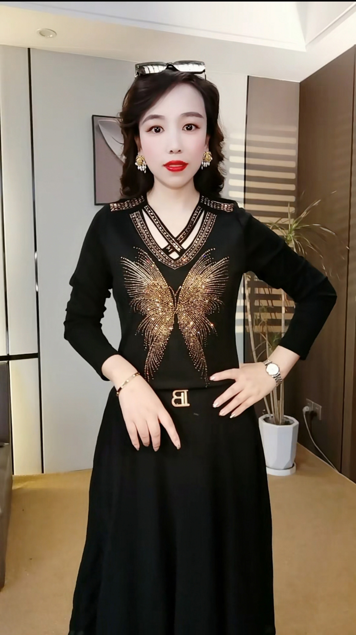 秋季交叉领长袖显瘦百搭打底气质小衫