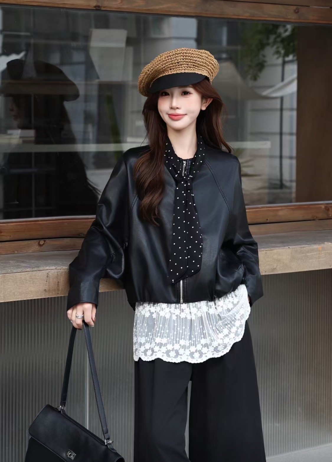 常规款短款薄款皮衣宽松复古2025秋季6215