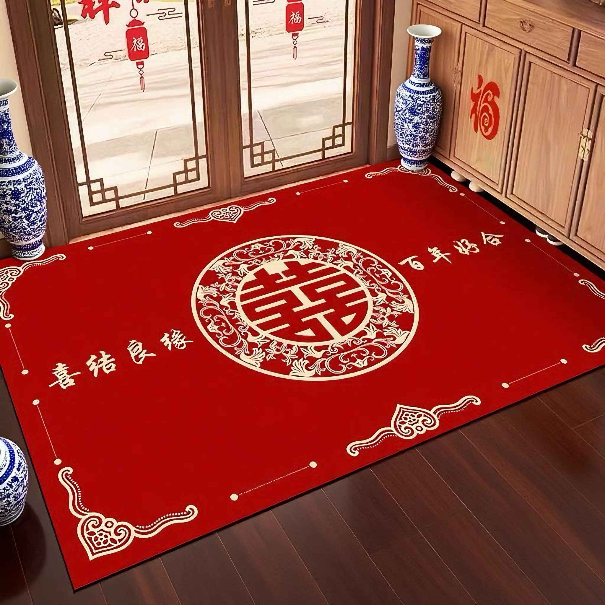 新婚喜庆硅藻泥入户门地垫可裁剪家用吸水防滑进门口防滑脚垫地毯