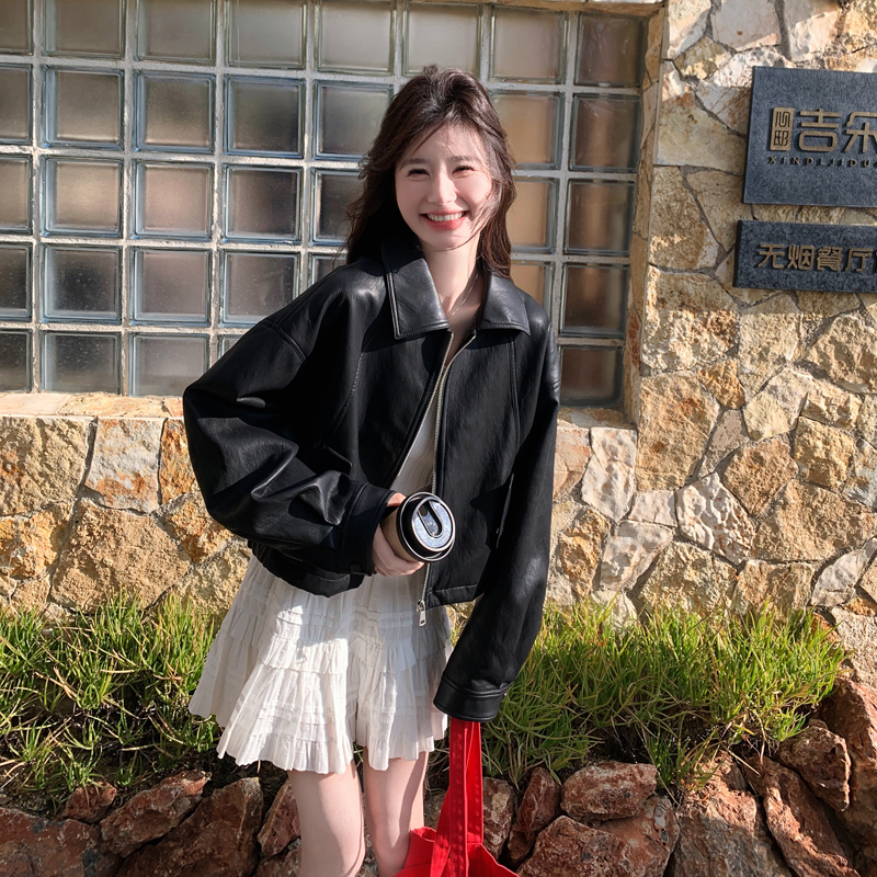 港风甜酷设计感黑色皮衣外套女2025秋季新款炸街流行气质机车夹克