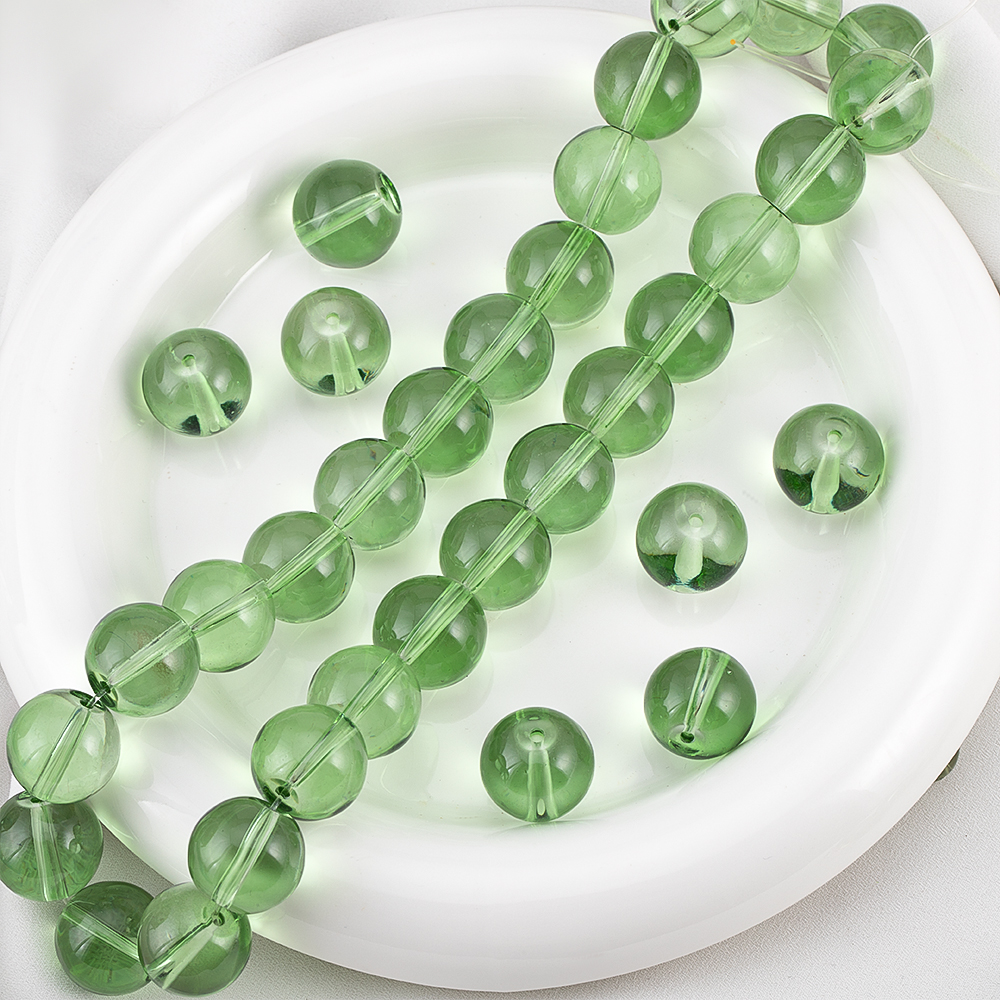 10-16mm高白透仿绿水晶玻璃串珠手工diy手链项链手机链圆珠子材料
