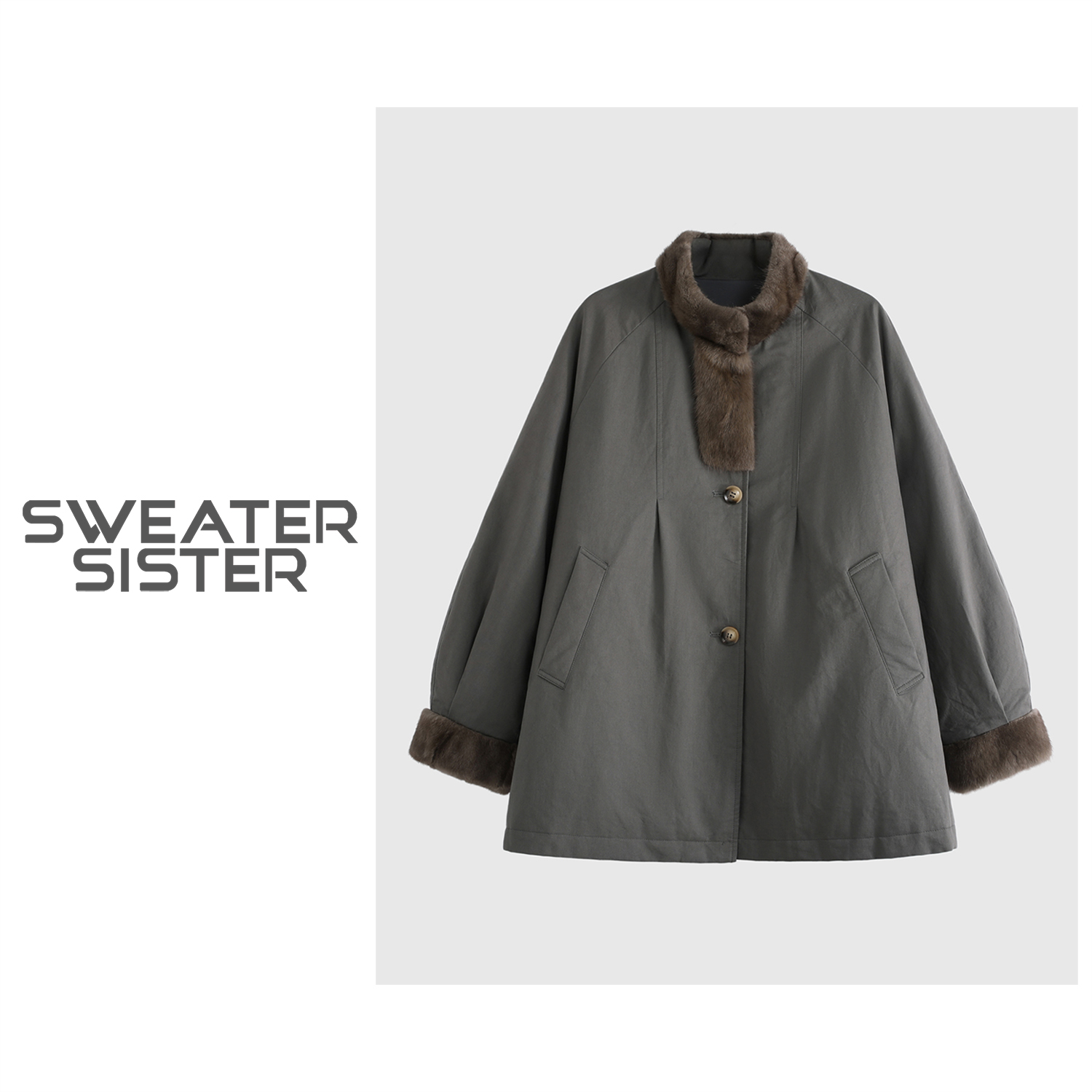 秋冬新款立领长袖拼接毛领羽绒派克服外套女276-25267