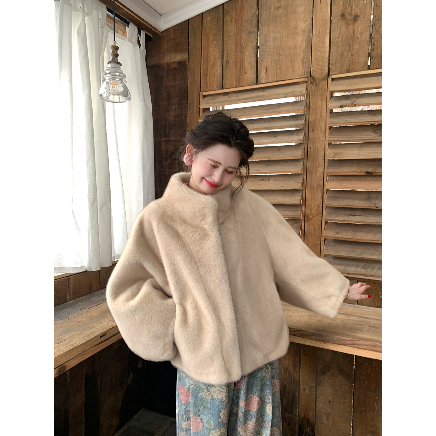 一生罗曼【松络】秋冬百搭温柔气质休闲宽松显瘦加厚外套女款Y5623