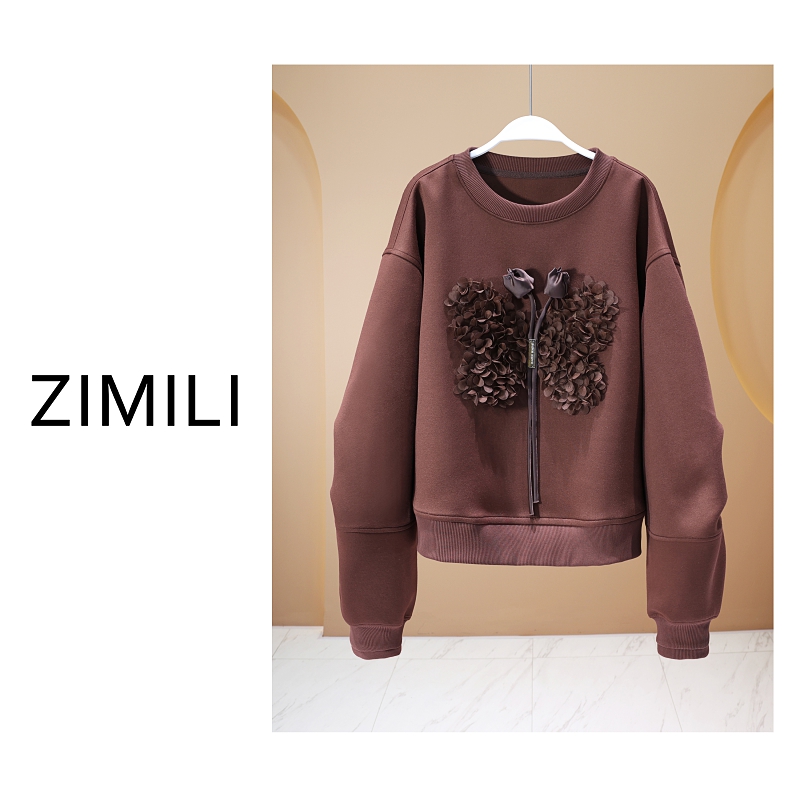 【亮哥欧货女装】冬季麂皮绒加厚《咖啡色》超柔弹力双面卫衣26082-K5