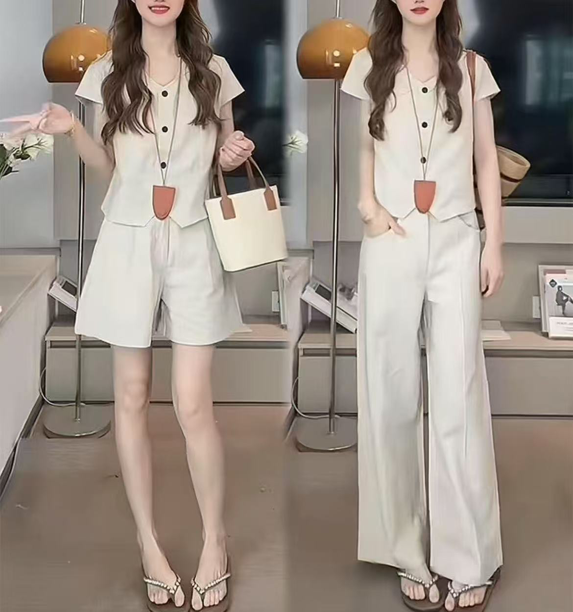 （千金专属）设计感套装女夏季25洋气减龄裤子长短任选阔腿裤两件套