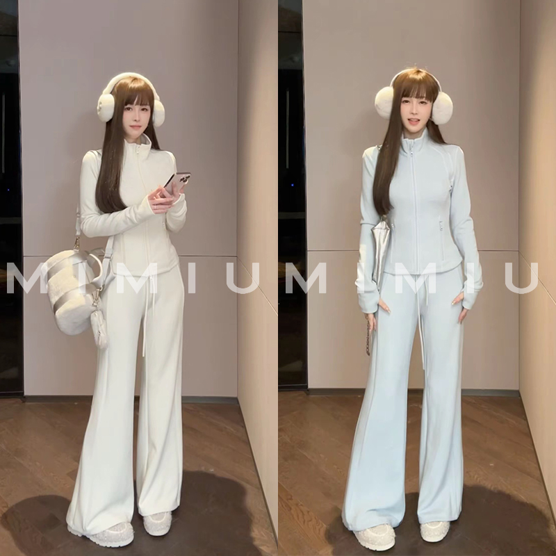 【mimius】P 暖姜绒羊毛混纺修身立裁小蛮腰立领上衣+长裤 G10267