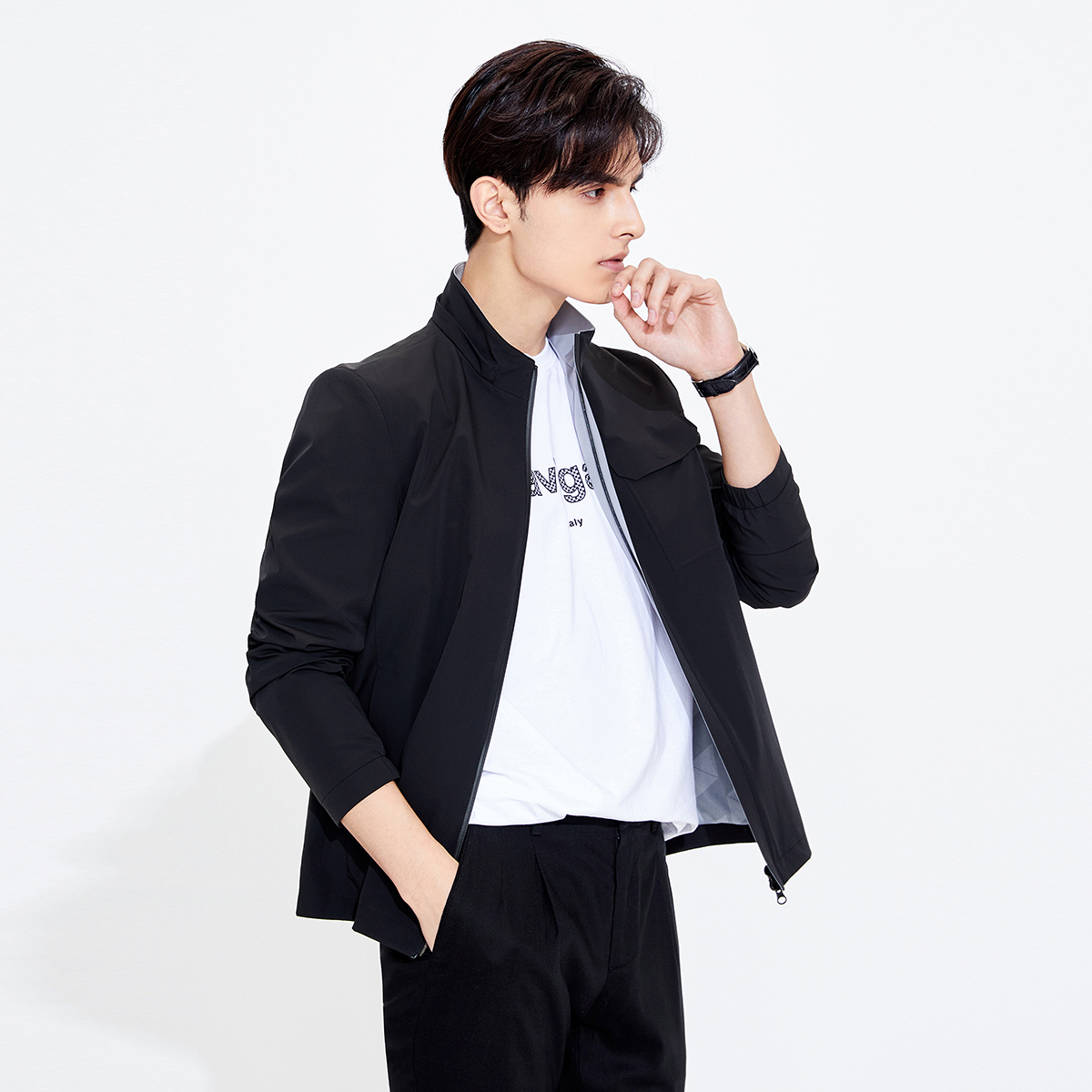 navigare意大利小帆船春秋商务休闲短款夹克男士防风连帽外套