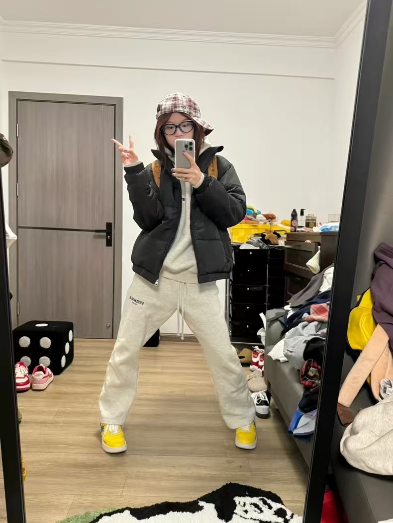 ESS上新第八季植绒卫裤典中典爆款百搭情侣欧美简约宽松冬季保暖